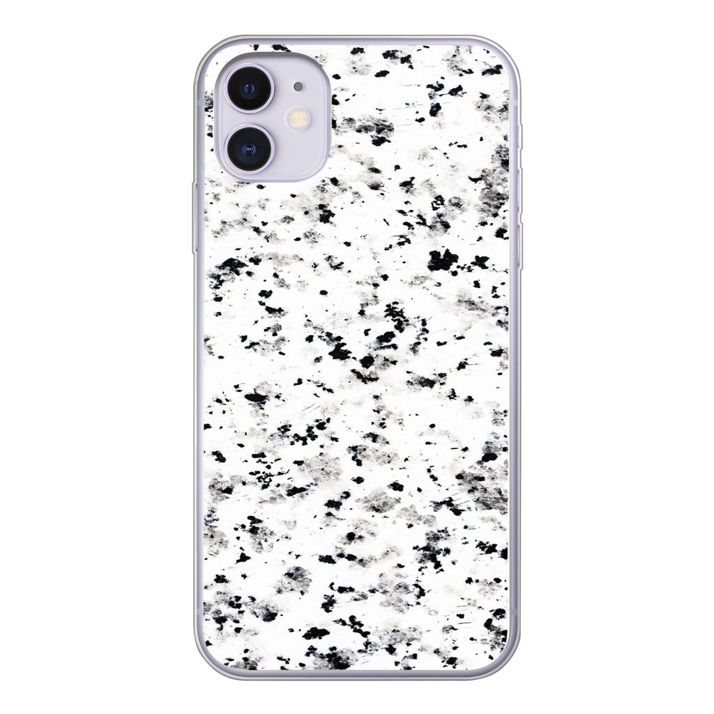 MuchoWow Handyhülle Schutzhülle Hülle für iPhone 11 Marmor - Punkte - Weiß Silikon Softcase Handy Hülle - Handytasche
