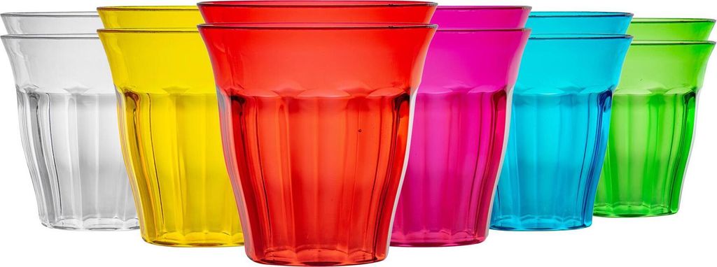 Rink Drink Farbige Kunststoffbecher – 250 ml – 6 Farben – 12er-Packung