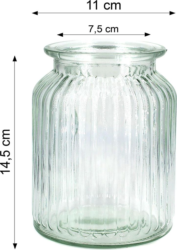 Glas Windlicht 11x14,5cm gerillt transparent