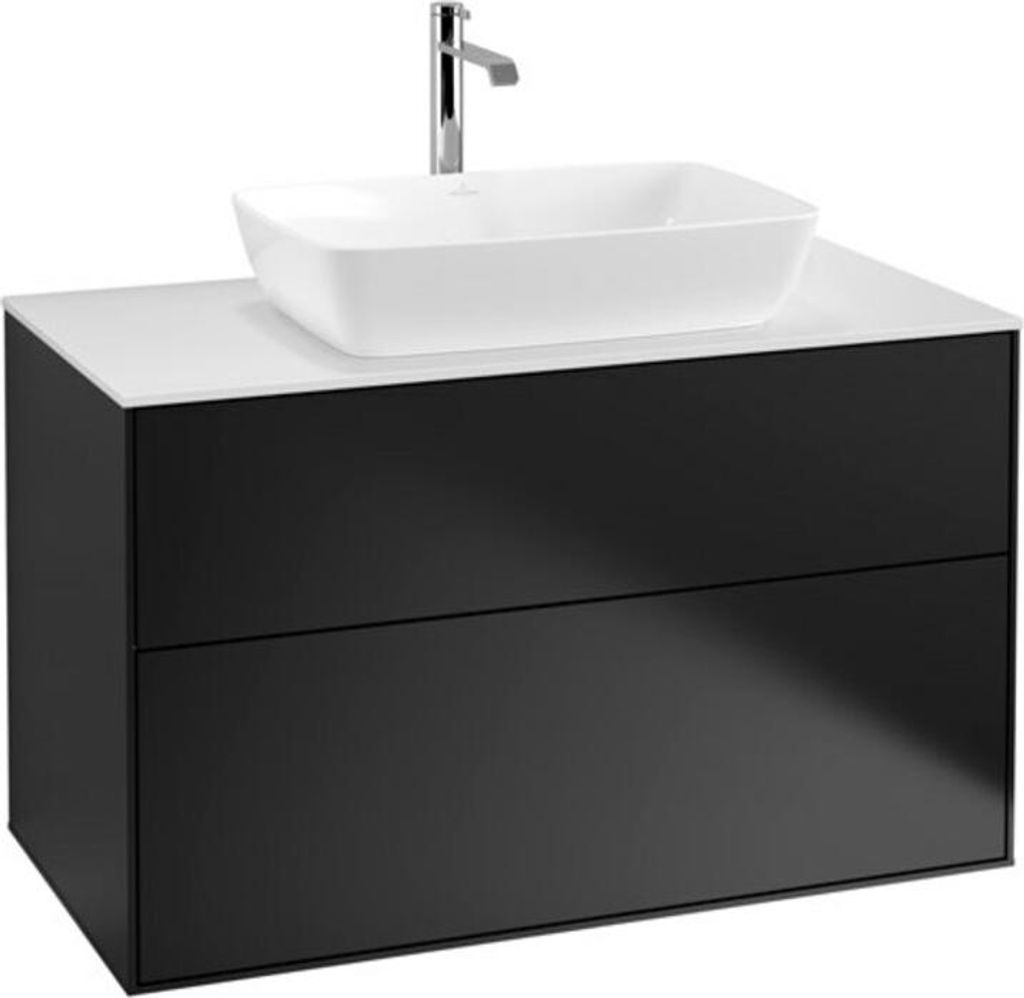V&B Waschtischunterschrank Wandbeleuchtung Finion 100x60,3cm, Abd.-Pl. wh. m, bla m Lac