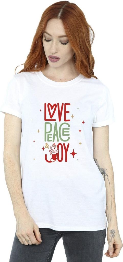 Disney - "The Aristocats Love Peace Joy" T-Shirt für Damen BI10426 (L) (Weiß)