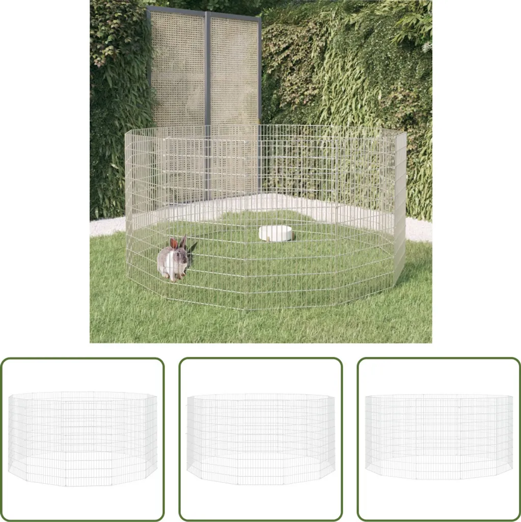 Parc de détente pour lapins et chiens 12 pièces 54x100 cm galvanisé