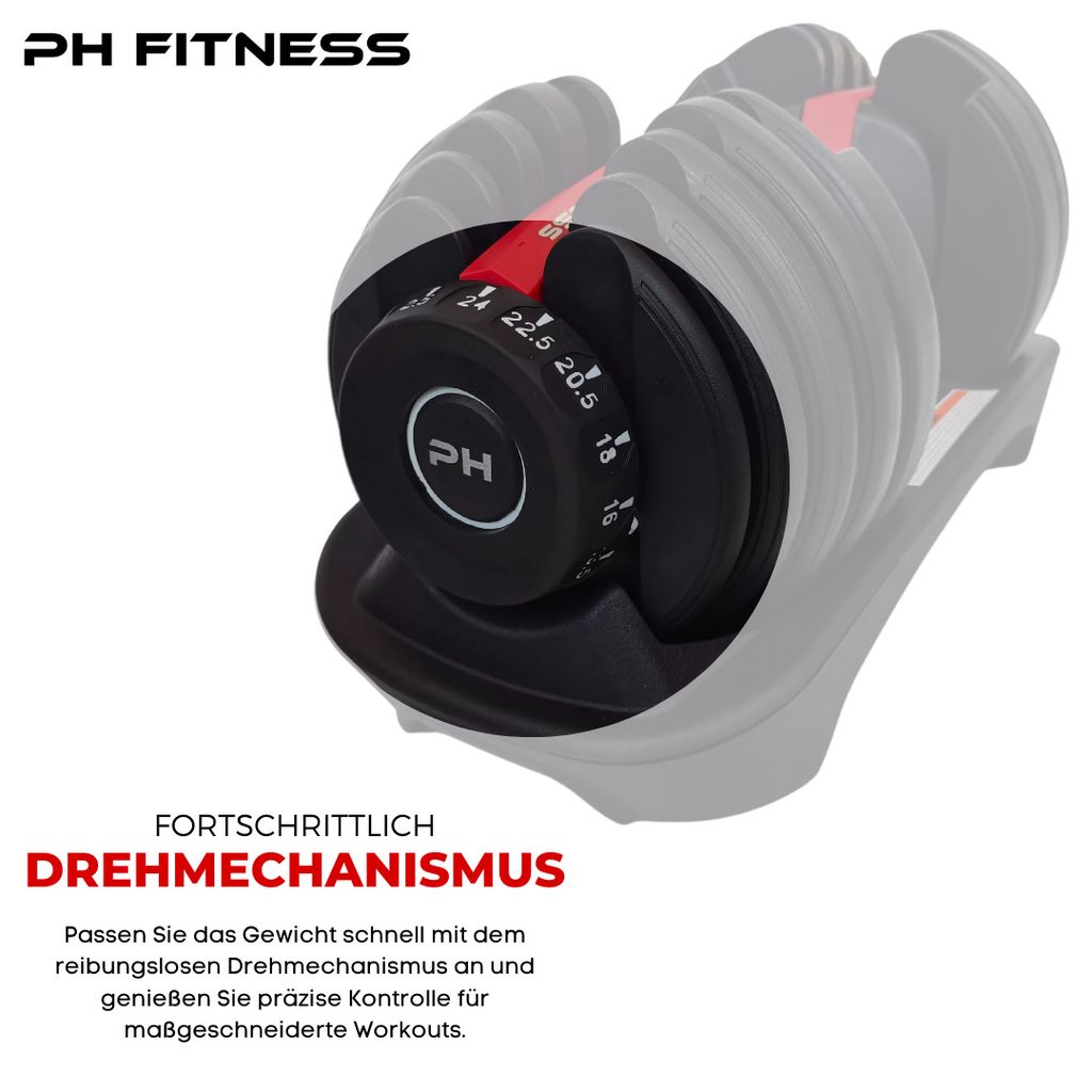 Haltère Réglable 1,5 à 18 kg avec base de rangement DH FitLife - HOME FIT TRAINING
