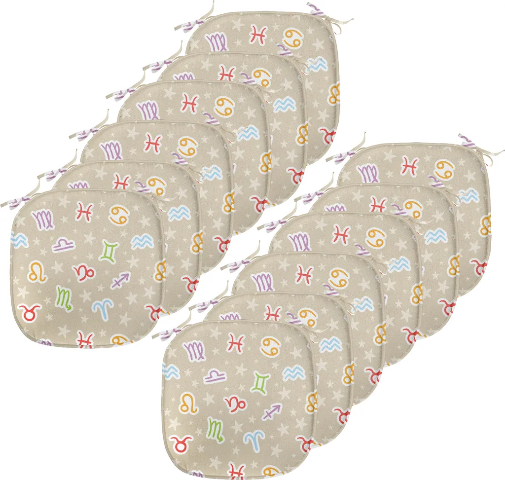 ABAKUHAUS Coussin de Chaise Astrologie 40x40 cm Lot de 12 Beige