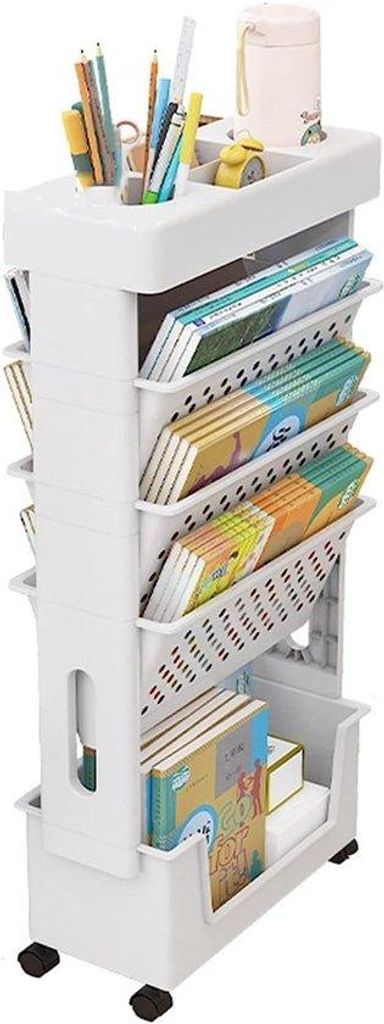 Bücherregal auf Rädern 5-fach schmal Büro Organizer für Bücher und Zeitschriften