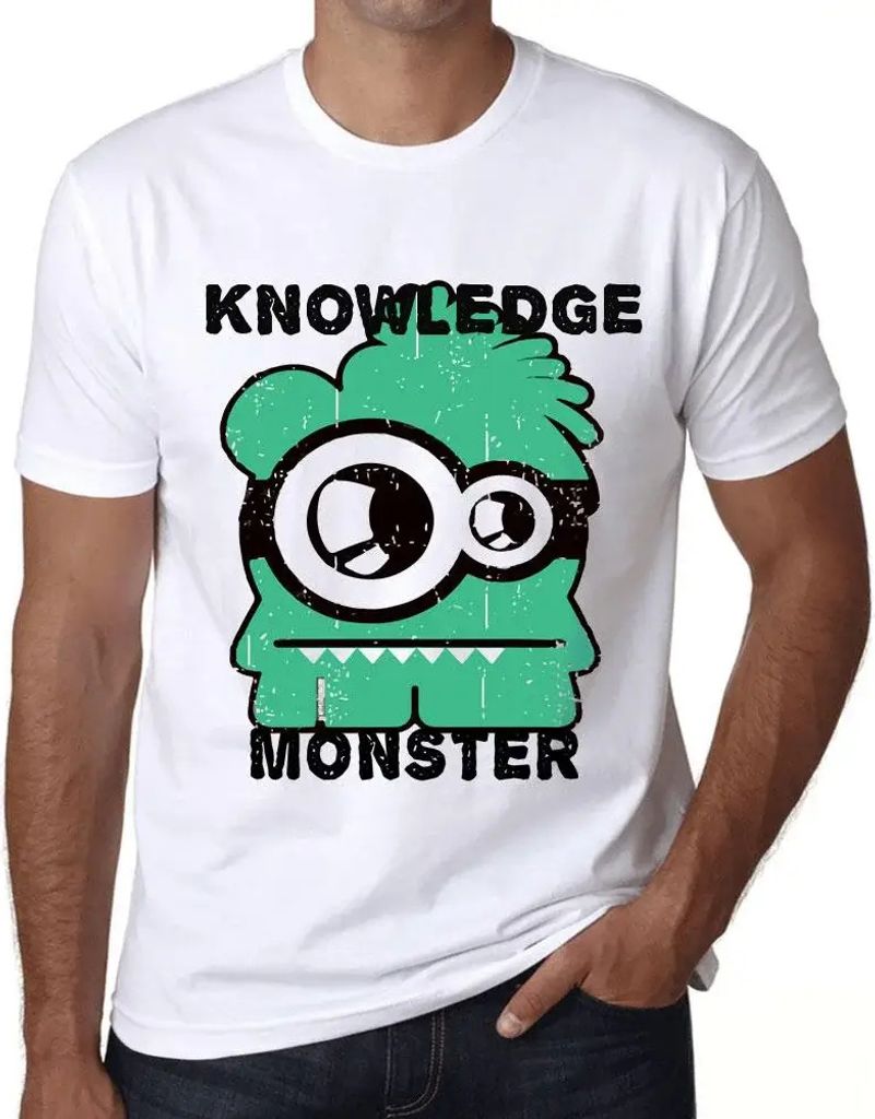 Herren Grafik T-Shirt Wissensmonster – Knowledge Monster – Öko-Verantwortlich Vintage Jahrgang Kurzarm Lustige Druck Geburtstag Geschenk Mann