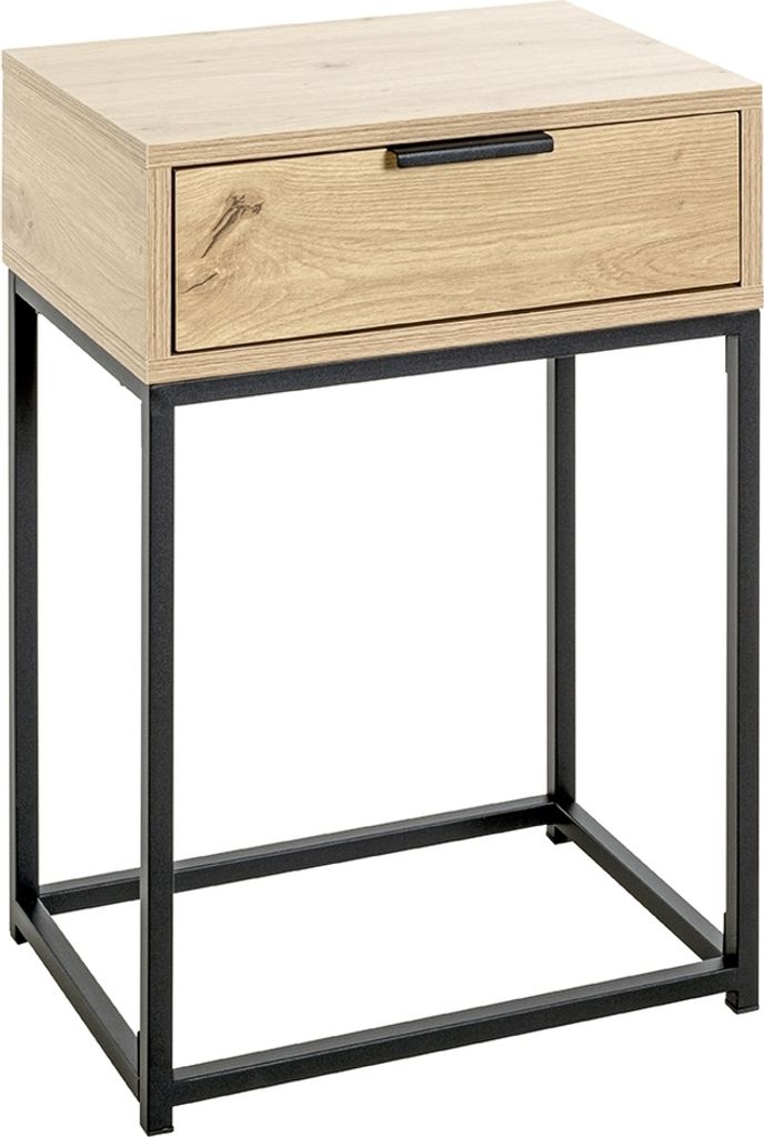 Nachtkonsole >52483< in eiche, schwarz - 40x60x28cm (BxHxT)