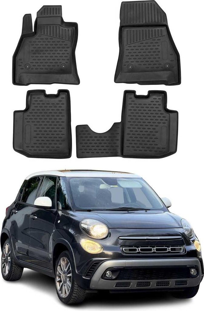 2012-2024 Fiat 500L tappetini TPE nero 4 pz Immagine del prodotto 
