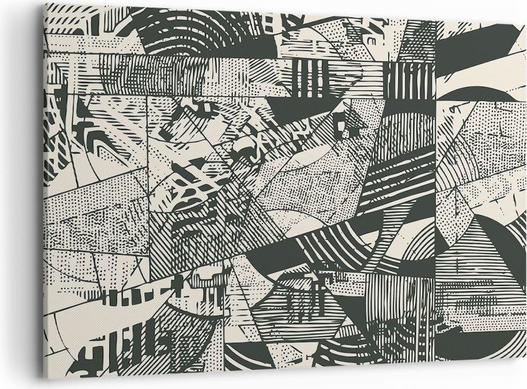 Bild auf Leinwand - Leinwandbild - Einteilig - Abstraktion Vintage Schwarz - 100x70cm - Wand Bild - Wanddeko - Wandbilder - Leinwanddruck - Bilder ...