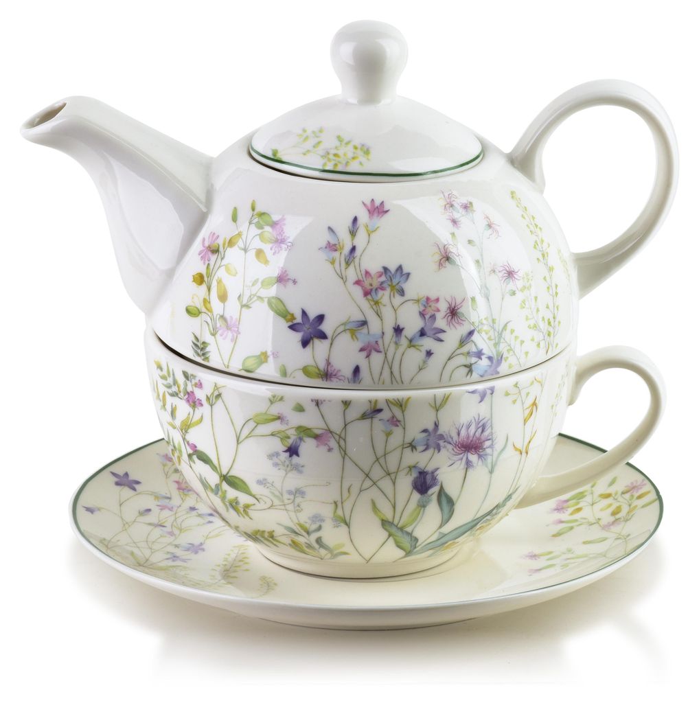 Tea-for-One Set Porzellan AFFEKDESIGN by MONDEX Faccia Verde 410 ml/280 ml Weiß/Grün 2-tlg.