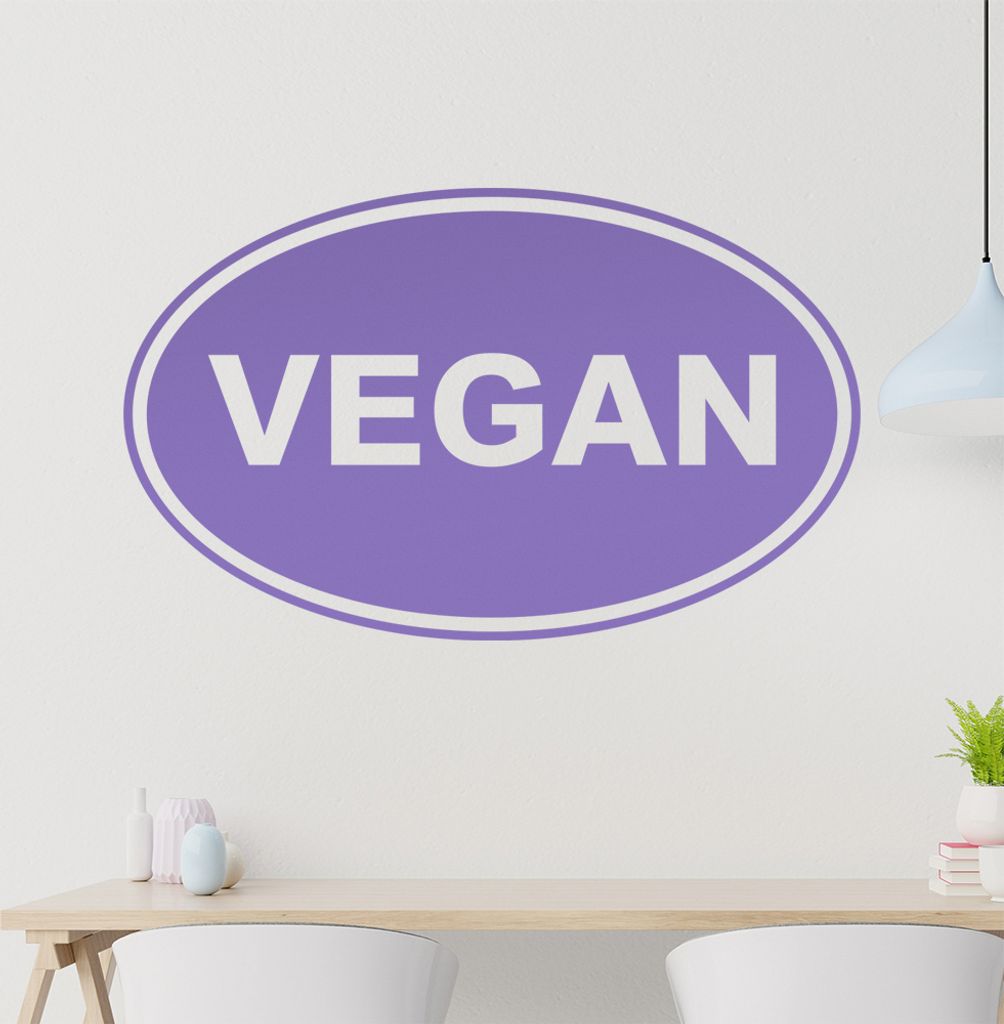 Vegan Wandtattoo in 6 Größen - Wandaufkleber Wall Sticker - Dekoration, Küche, Wohnzimmer, Schlafzimmer, Badezimmer