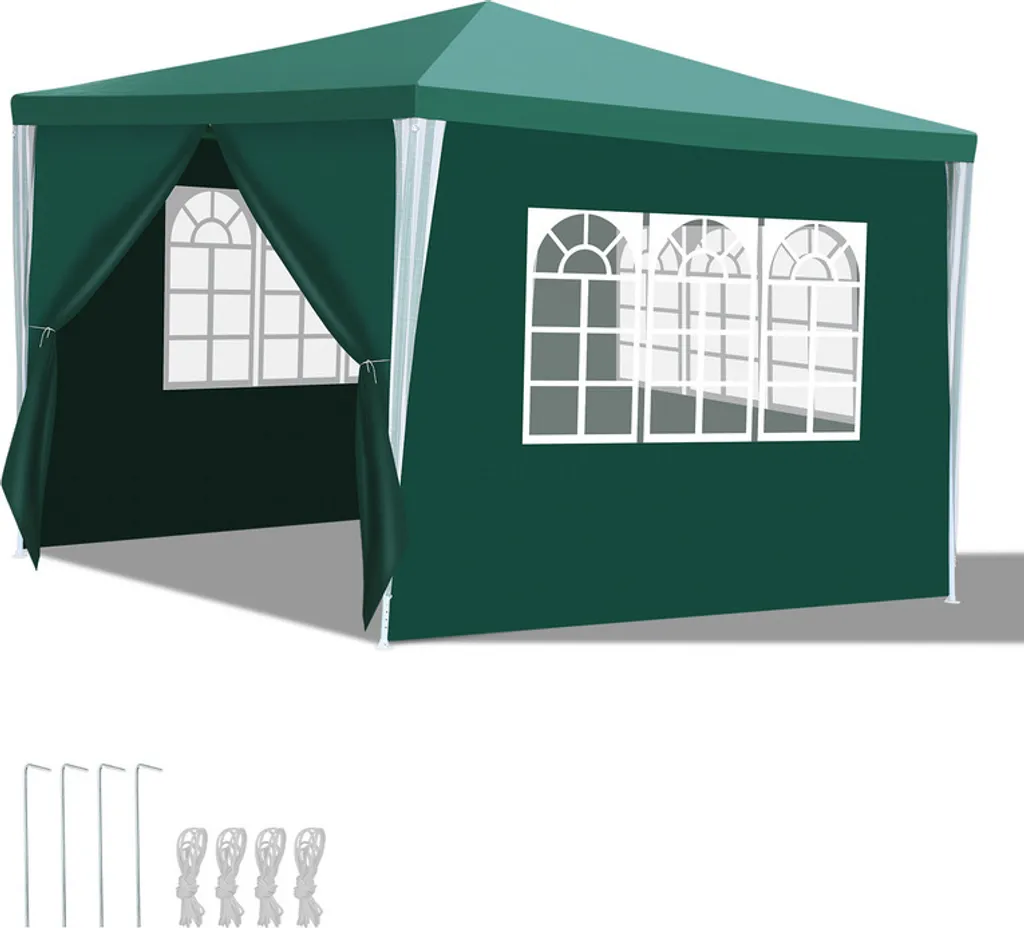 Tenda da Giardino Padiglione 3x3m Impermeabile Verde con Easy-Klett