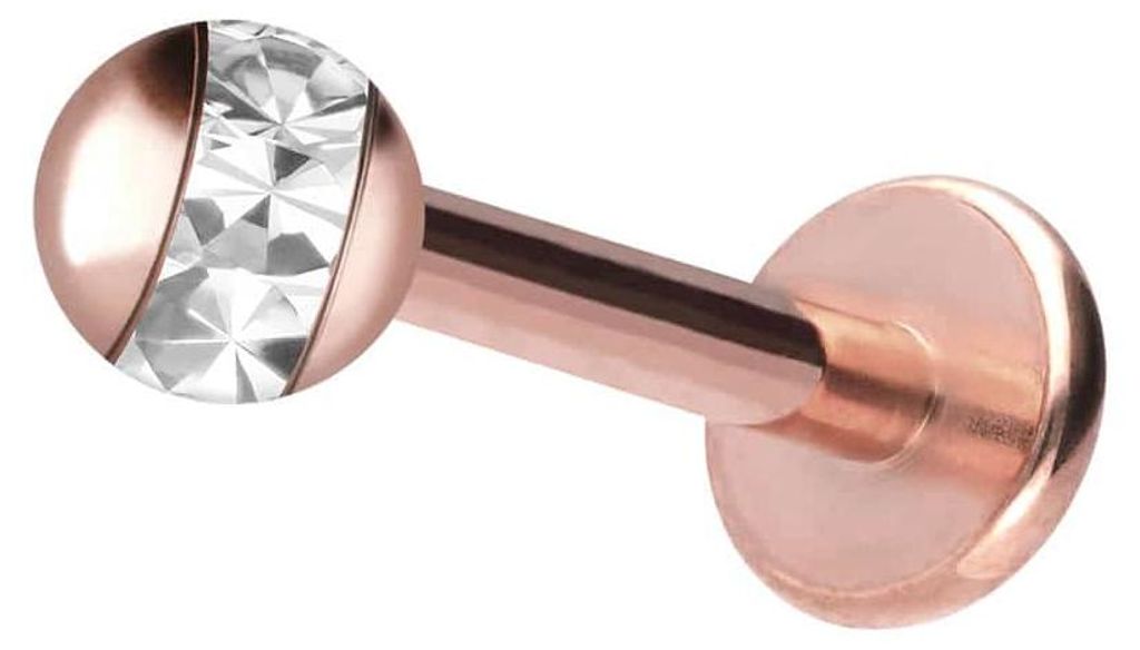 Ohrpiercing, Nasenpiercing Chirurgenstahl Labret EPOXY-RING-KUGEL RoséGold Stablänge: 11mm + Stabstärke: 1,2mm + Kugelgröße: 3mm