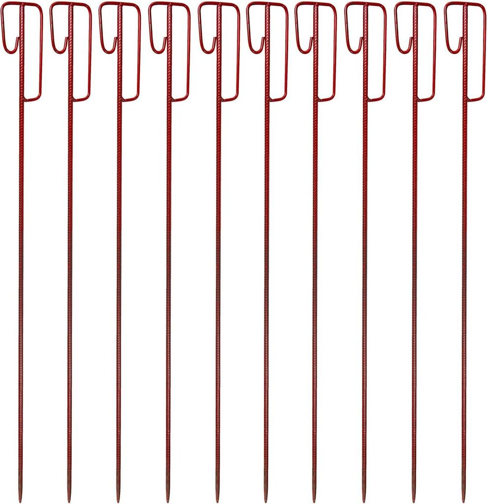 Absperrleinenhalter Metall 120 cm – rot, Ø 12 mm, 10er-Set für Absperrzäune