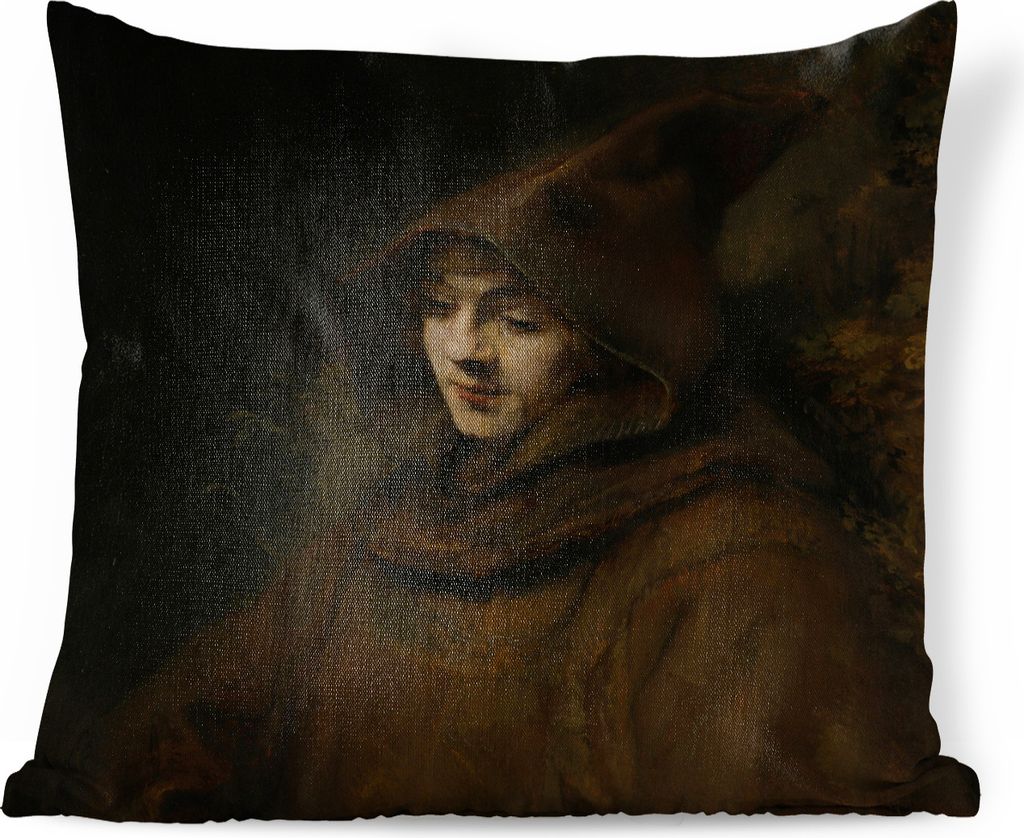 MuchoWow Zierkissen Sofakissen Wohnzimmer Dekokissen 40x40 cm Rembrandts Sohn Titus in Mönchskutte - Rembrandt van Rijn - Foto Kissen - Schlafzi...