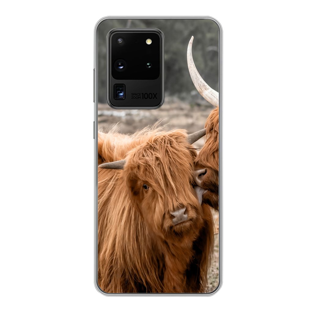 MuchoWow Handyhülle Schutzhülle Hülle für Samsung Galaxy S20 Ultra Schottischer Highlander - Liebe - Porträt Silikon Softcase Handy Hülle -...