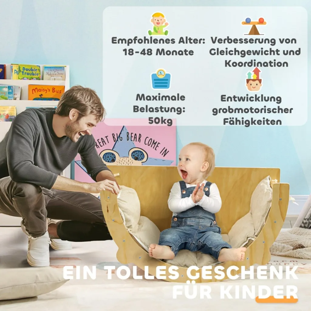 Arche d'escalade modulable 3 en 1, balançoire avec coussin pour bambins