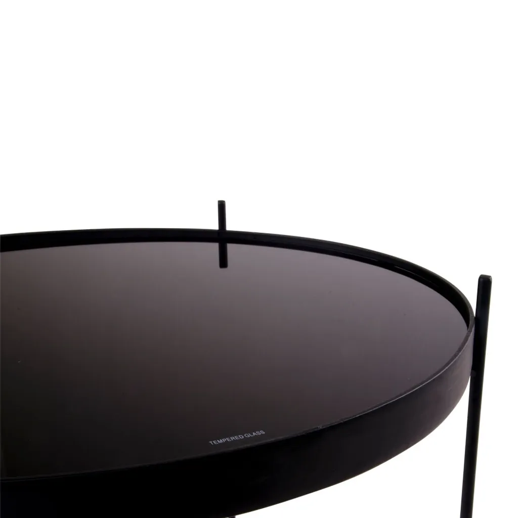 Table d'appoint compacte Venezia 48cm pour petits espaces verre noir