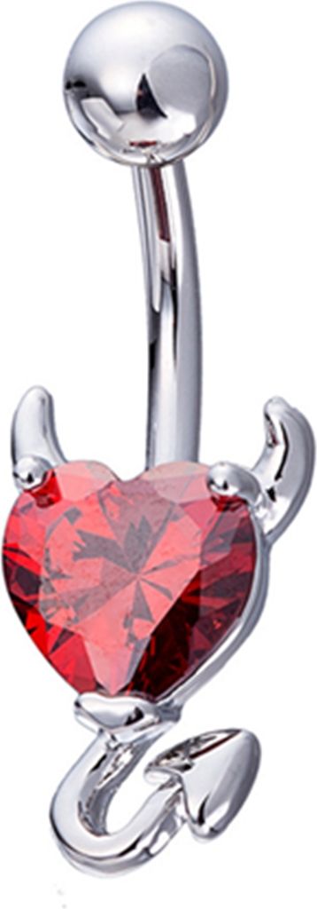 Mode y Herz Form Nabel Bauchnabel Ring Strass Körper Piercing Schmuck-Rot