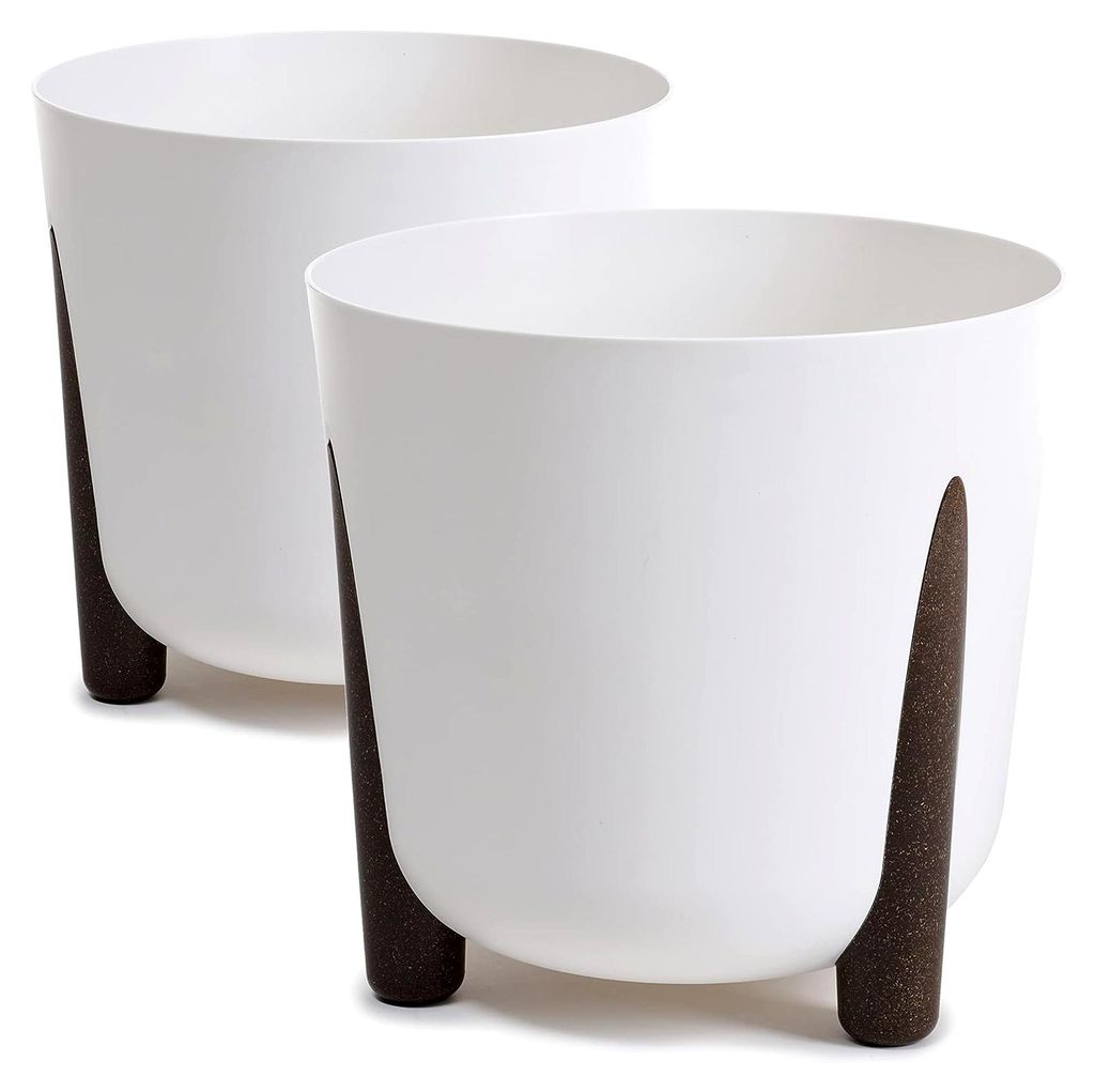 Blumentopf mit Füßen, 2er-Pack, Runde Form, Übertopf ((2pack) Weiß, ø 30 cm)