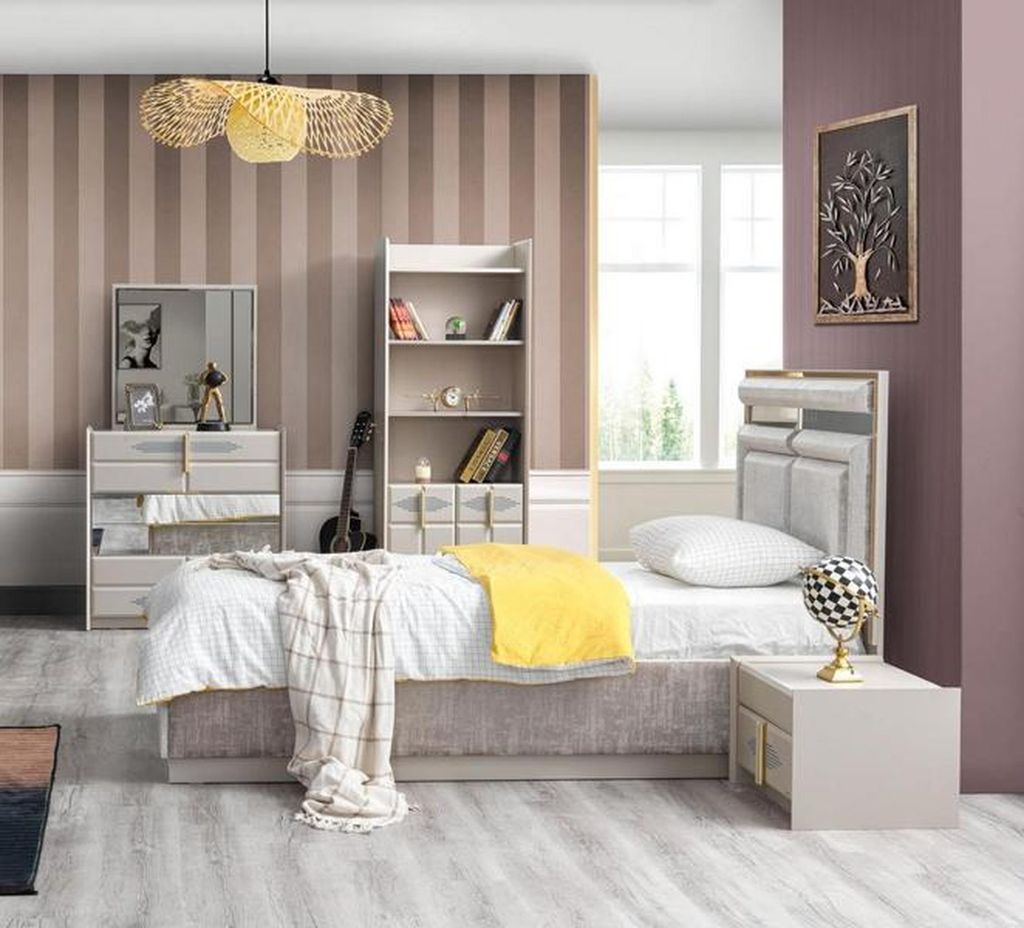 Kinderzimmer Set Kinderbett Nachttisch Buecherregal Kommode Beige