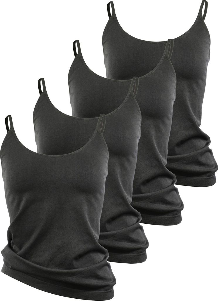 Yenita Spaghetti Top - Unterhemd 4er Set Träger Top L schwarz