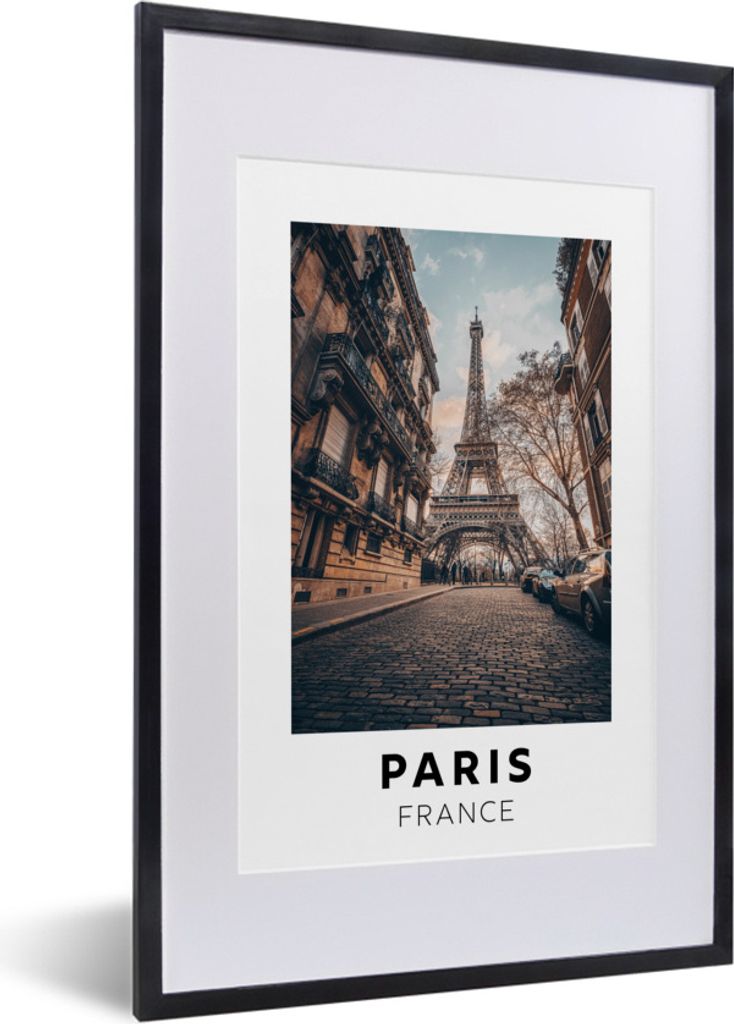 MuchoWow Gerahmtes Poster Frankreich - Paris - Eiffelturm 40x60 cm - Poster mit Schwarzem Bilderrahmen Wandposter Rahmen Foto Bilder - Poster in ...