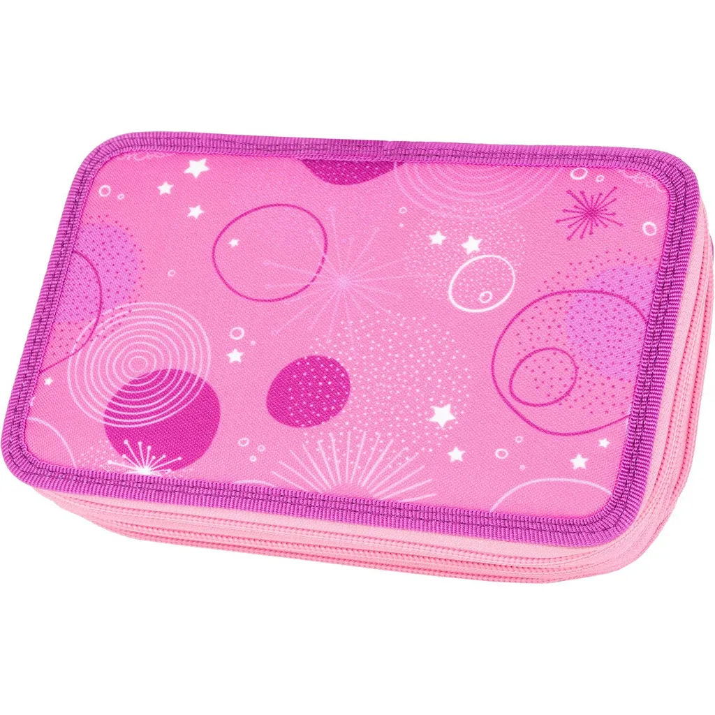 McNeill Pinky Rose Trousse à Crayons avec 3 Compartiments pour l'École - 2