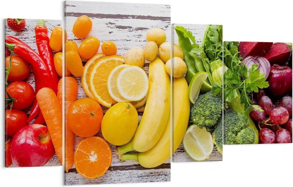 Bild auf Leinwand - Leinwandbild - Essen Gemüse Essen frisch - 120x70cm - Wand Bild - Wanddeko - Leinwanddruck - Bilder - Kunstdruck - Wanddekorat...