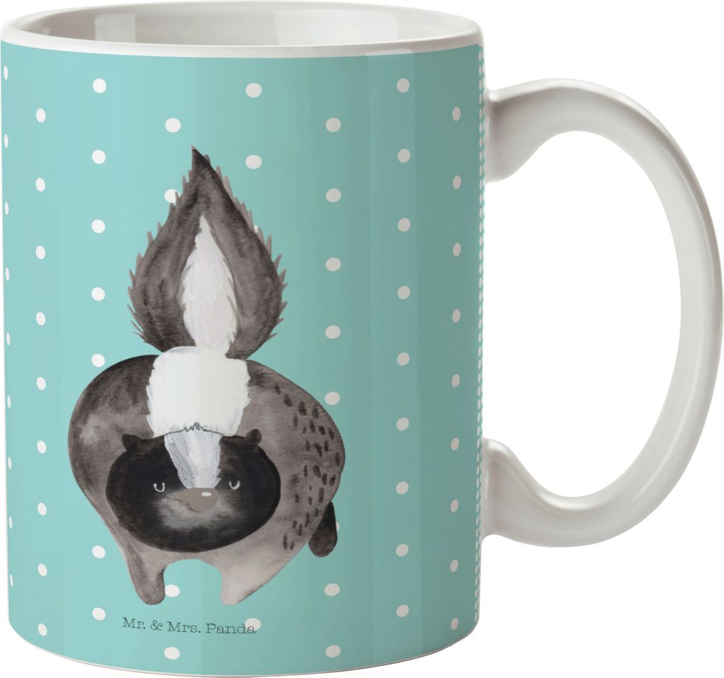 Mr. & Mrs. Panda Kinderbecher Stinktier Angriff - Türkis Pastell - Geschenk, Mehrwegbecher, Camping Tasse, wütend, Drohung, Pott, Plastikbecher, ...
