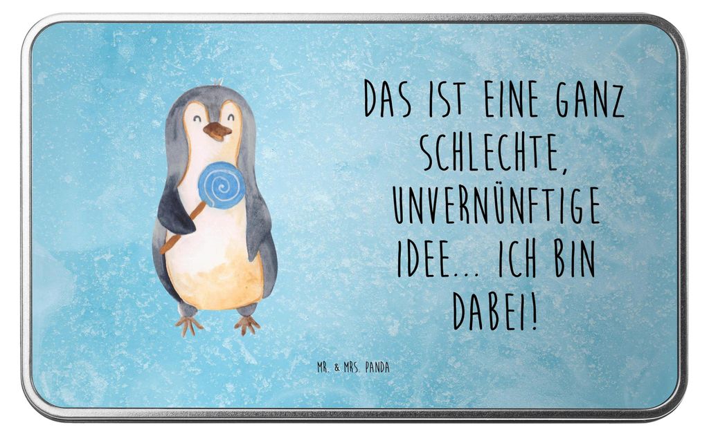 Mr. & Mrs. Panda Kaffeedose Pinguin Lolli - Eisblau - Geschenk, Teedose, Süßigkeiten, Unvernünftig, Pinguine, gebäckdose, Spruch, Dose, Geschen...