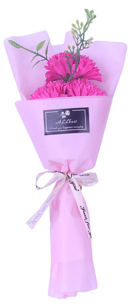 Künstlicher Nelkenstrauß (3/5 Köpfe), verpackt, duftend, für Valentinstag, Muttertag, Geburtstag