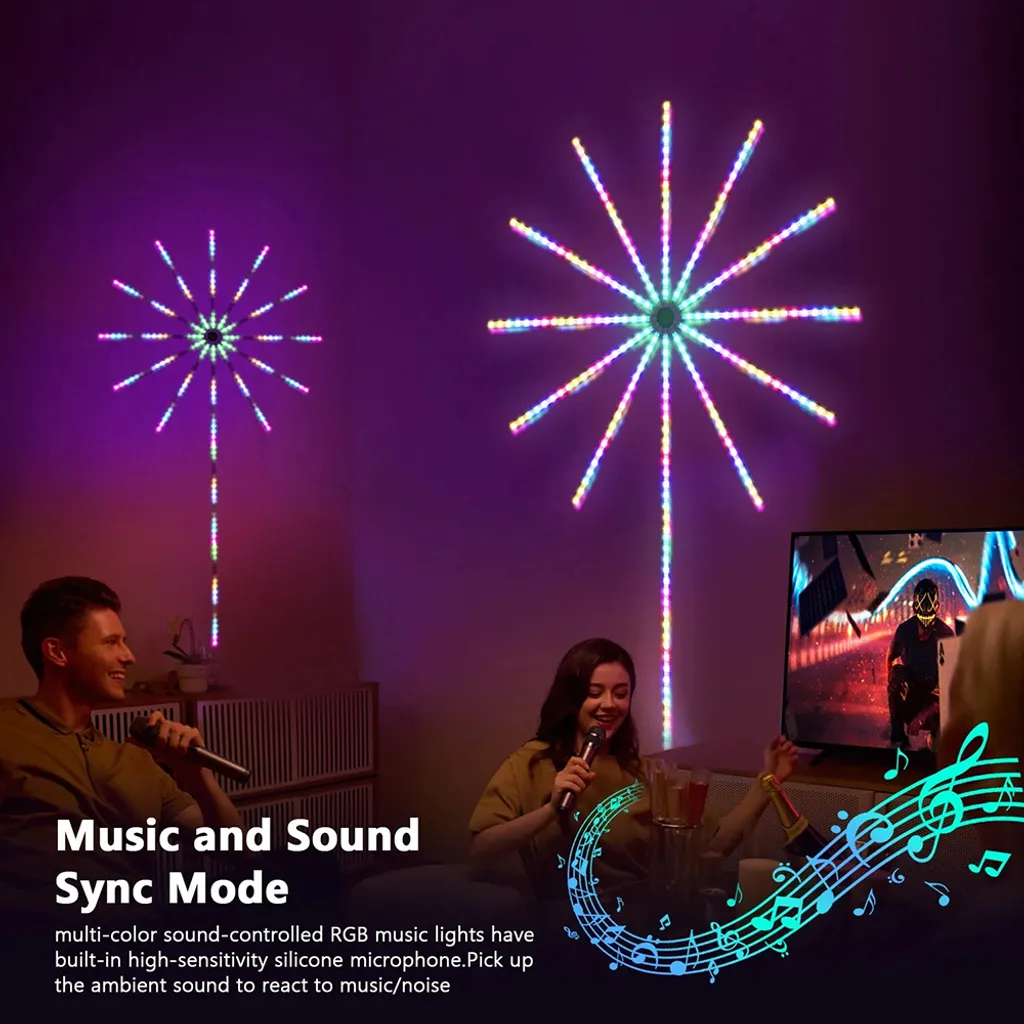 Ruban LED Feu d'Artifice 100cm Bluetooth avec Musique Sync et USB - 6