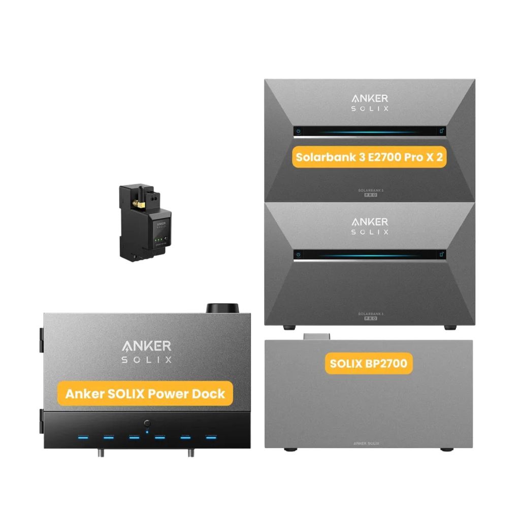 Powerness Balkonkraftwerk Speicher mit Anker Multisystem SOLIX Solarbank Power Dock & 2x Solarbank 3 E2700 Pro, Smart Meter,1x BP2700 Erweiterungsakku