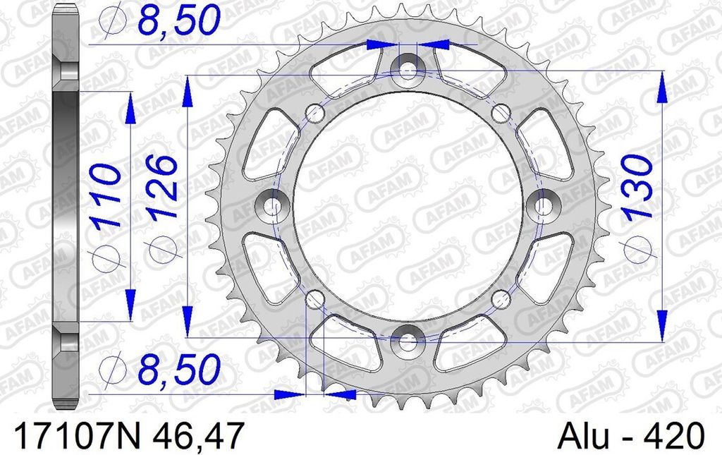 AFAM Aluminiumritzel hinten 17107420