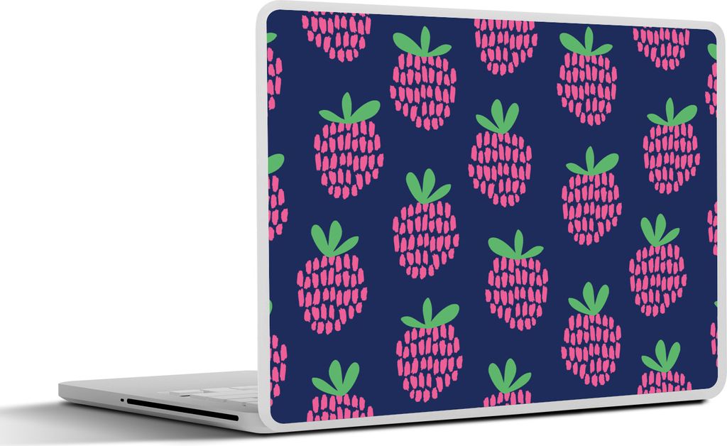 MuchoWow Laptop Aufkleber Sticker Cover Muster - Himbeere - Retro 30x22 cm - Laptop-Sticker
