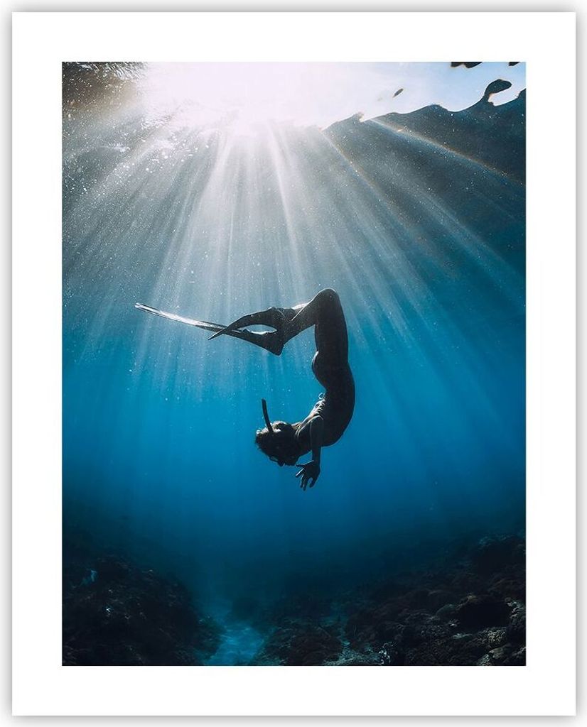 Poster - Poster ohne Rahmen - Flossen Boden Taucher - 40x50 cm - Wand Bild - Wanddeko - Wandbilder - Kunstposter - Wandposter - Bilder - Kunstdruck...