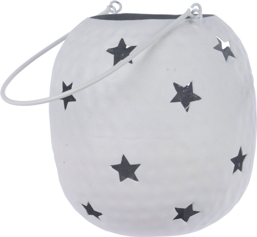 Deko Windlicht Metall Hammerschlag Kerzenleuchter Kerzenständer Laterne weiß