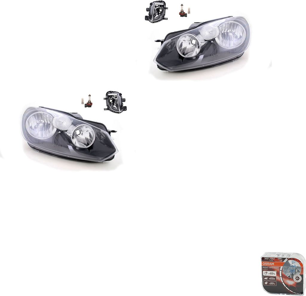 Johns, Scheinwerfer Satz + Osram Night Breaker Laser passend für VW Golf VI 5K1941005L 5K1941005E 5K1941005H 5K1941005J 5K1941005Q 5K1941005S 5K19...