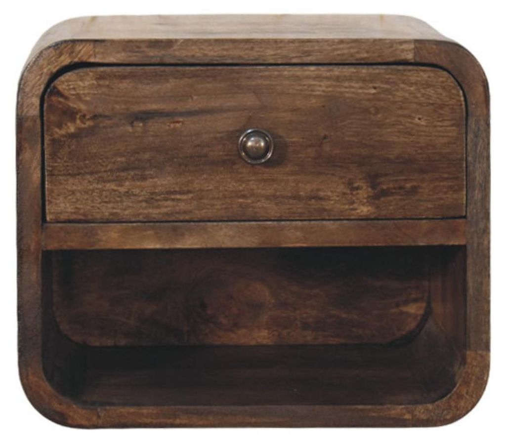 Artisan Furniture Abgerundeter Nachttisch mit einer Schublade aus Massivholz