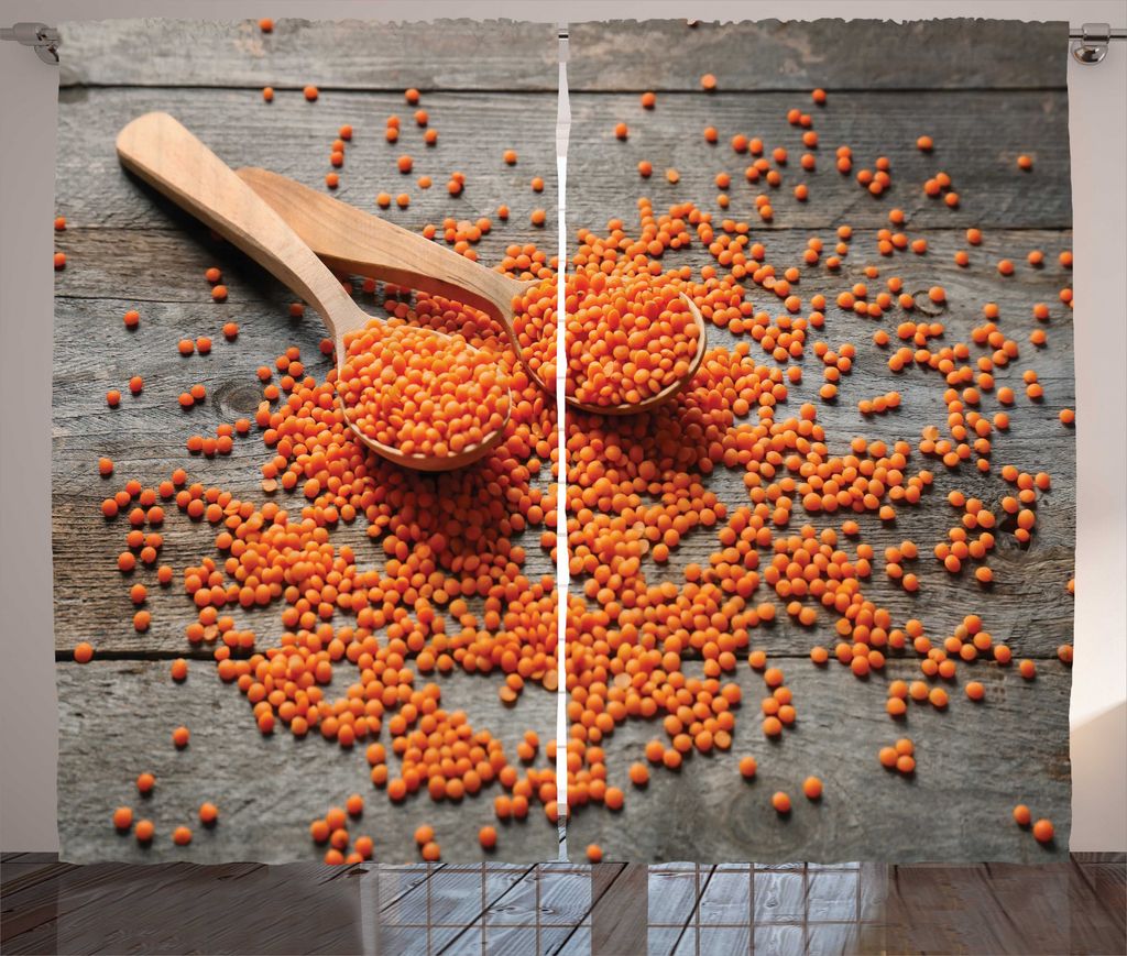 ABAKUHAUS Natürliche Farbe Rustikaler Gardine, Linsen auf Löffel, Wohnzimmer Universalband Gardinen mit Schlaufen und Haken, 280 x 225 cm, Taupe ...