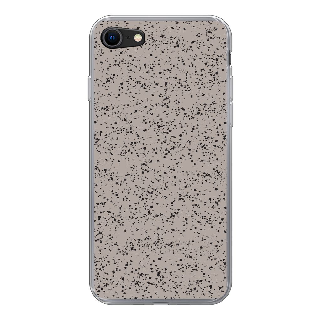 MuchoWow Handyhülle Schutzhülle Hülle für iPhone 8 Polka dots - Schwarz - Grau Silikon Softcase Handy Hülle - Schutzhaube