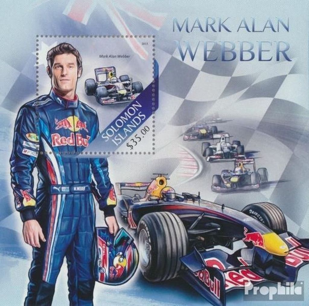 Briefmarken Salomoninseln 2013 Mi Block 207 (kompl. Ausg.) postfrisch Mark Alan Webber