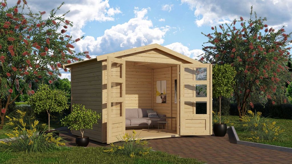 Karibu Gartenhaus Gerätehaus Amberg 3 naturbelassen 246x186x209 cm