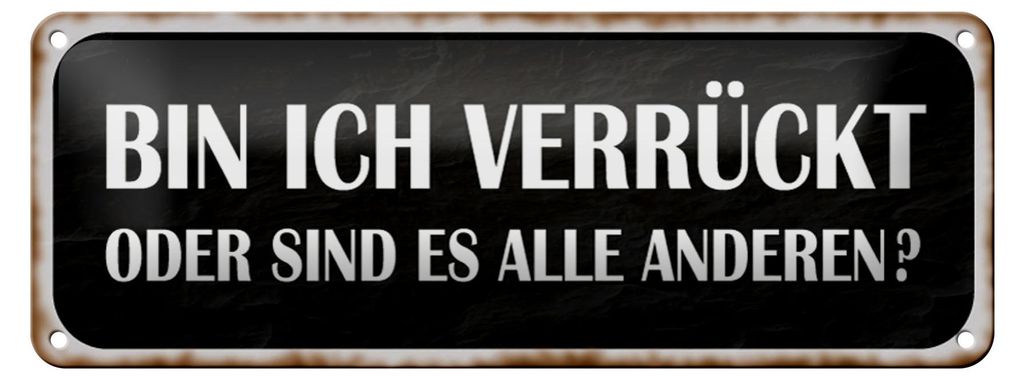 Blechschild Spruch 27x10cm bin ich verrückt oder andere Dekoration