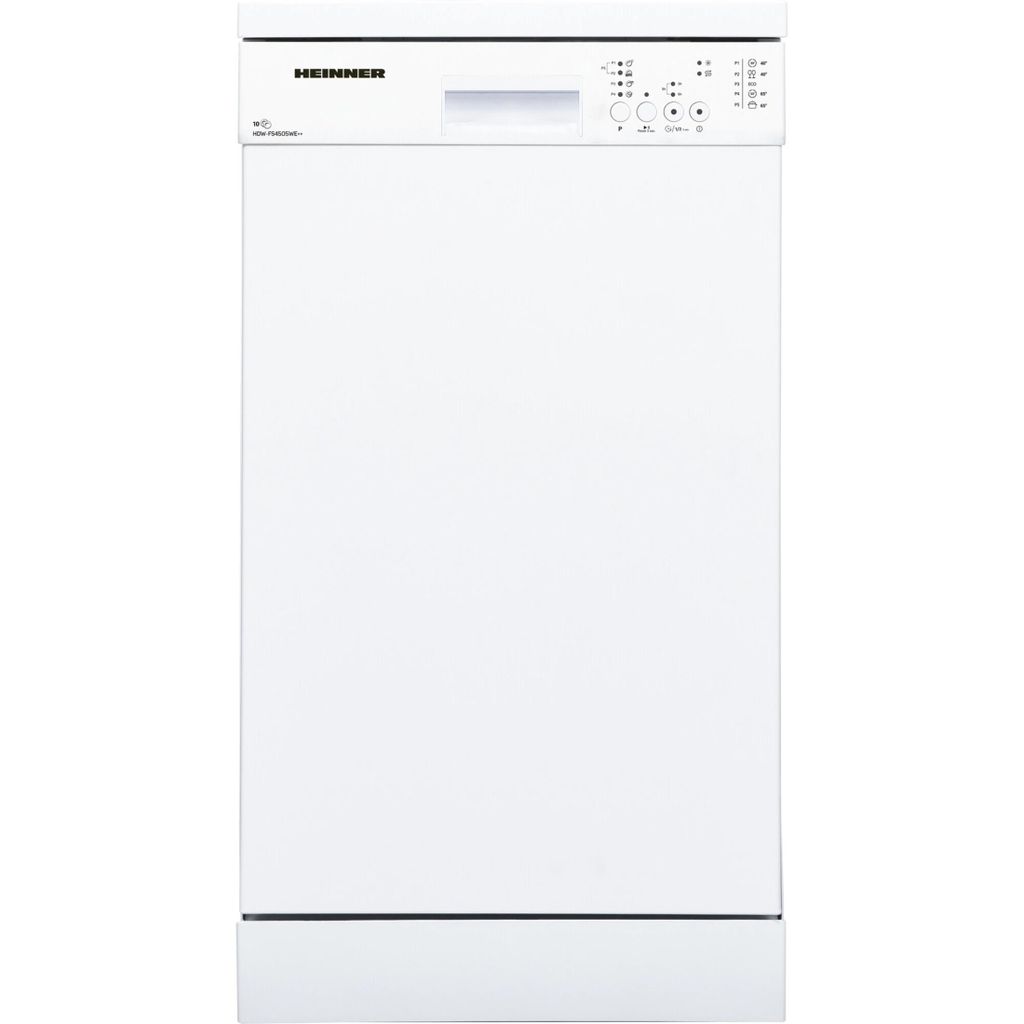 Heinner HDW-FS4505WE++ Geschirrspüler, 10 Maßgedecke, 5 Programme, Halbbeladung, AquaStop, Weiß