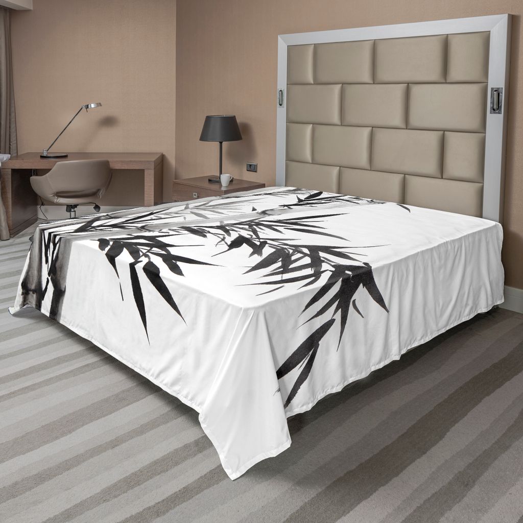 ABAKUHAUS Bambus Bettlaken, Bambusbaum Bild Traditionelle Chinesische Kalligraphie Art Asiatisches Kultur Thema, weiches bequemes oberes Bettlaken ...