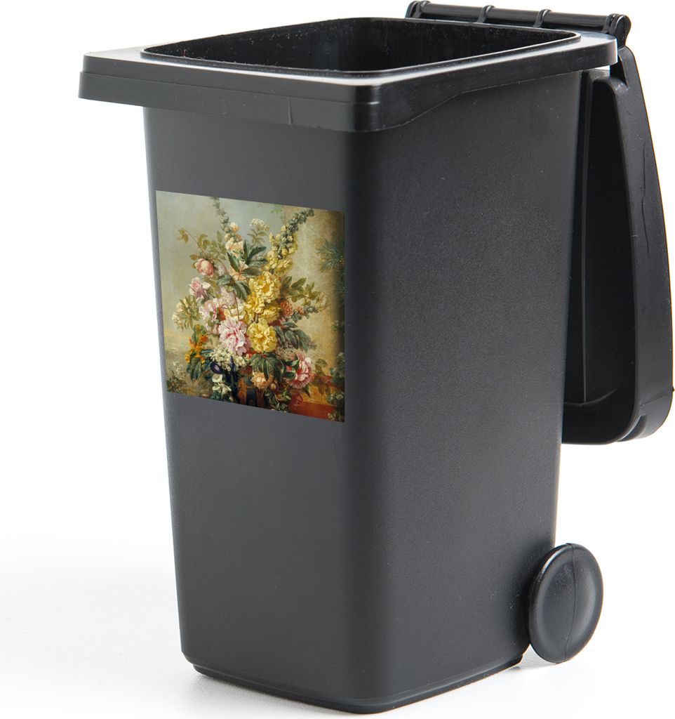 MuchoWow Mülltonnenaufkleber Große Vase mit Blumen - Josep Mirabent - Gemälde 40x40 cm - Abfall-Aufkleber - Container - für Abfallcontainer