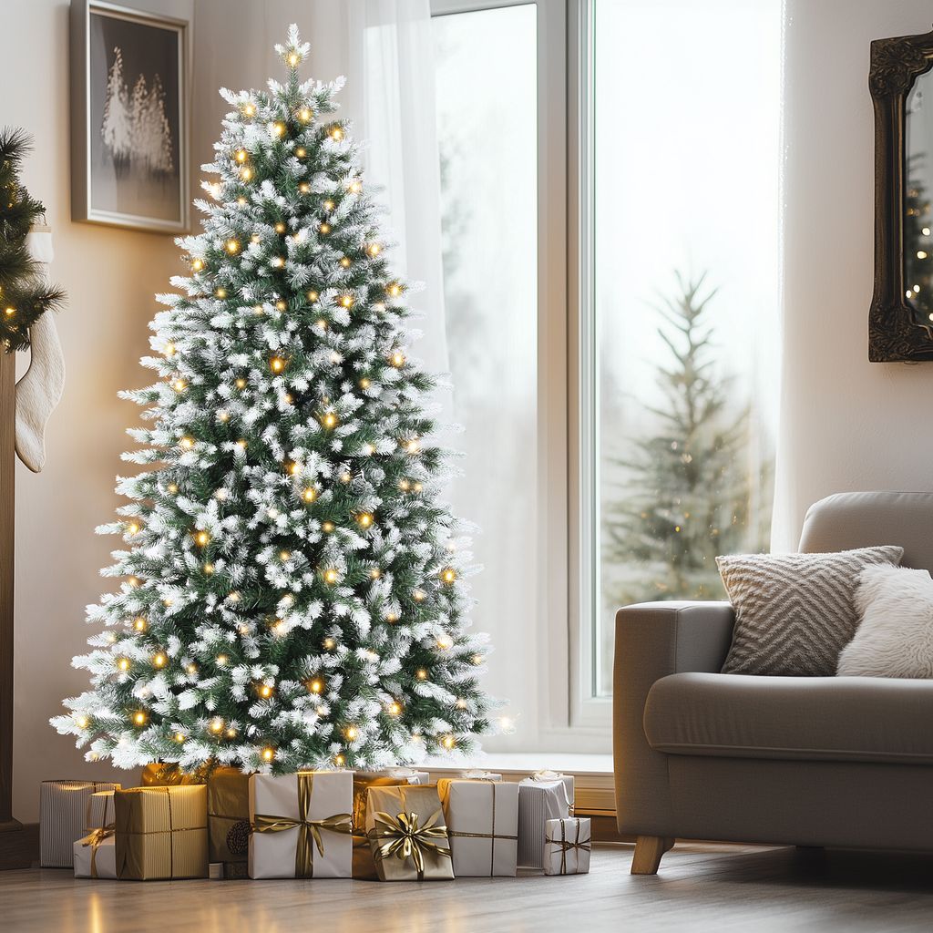 183cm künstlicher Weihnachtsbaum mit Beleuchtung und weißem Produktbild 1