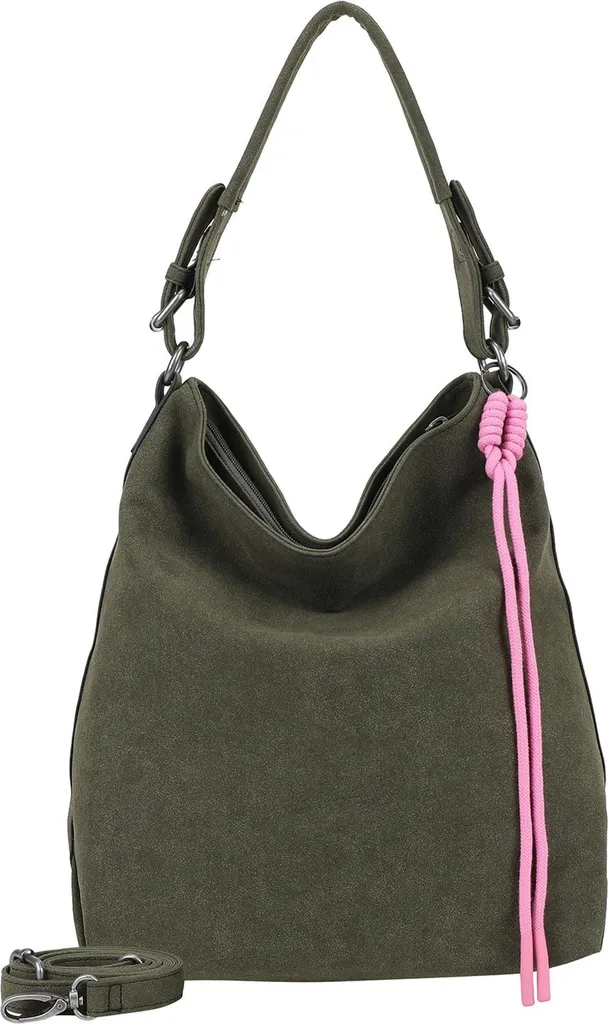 Sac bandoulière souple Bitzi01 Jacky en simili daim vert foncé de luxe